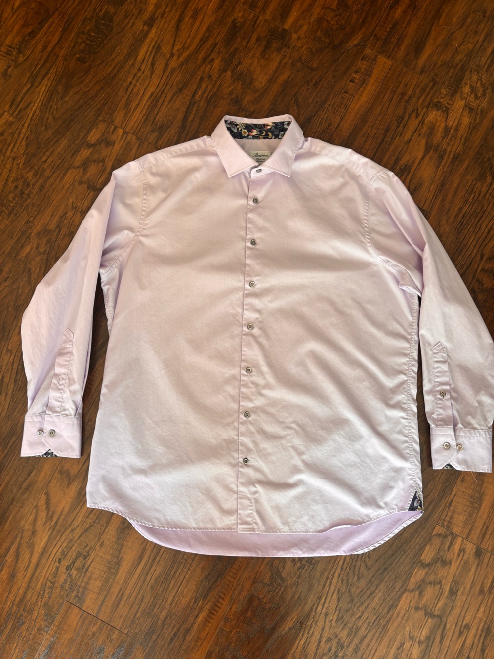 Men's Stenströms Light Purple Dress Shirt Floral Collar Cotton Twofold 17 43